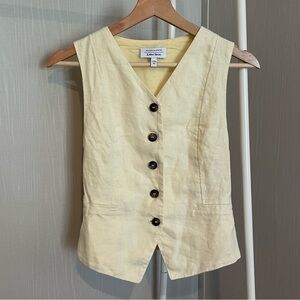 & Other Stories Buttoned Linen Vest in Butter Yellow